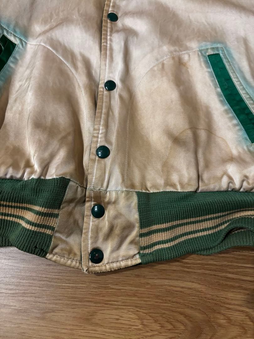 ビンテージ スタジャン リバーシブル チェーンステッチ ウール サテン
