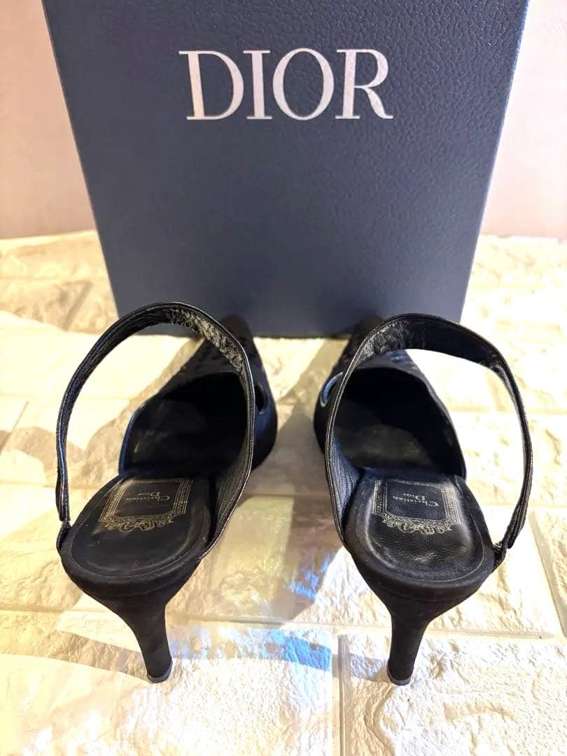 #美品Dior ブラック スエード ミュール ヒールパンプス#23.5cm