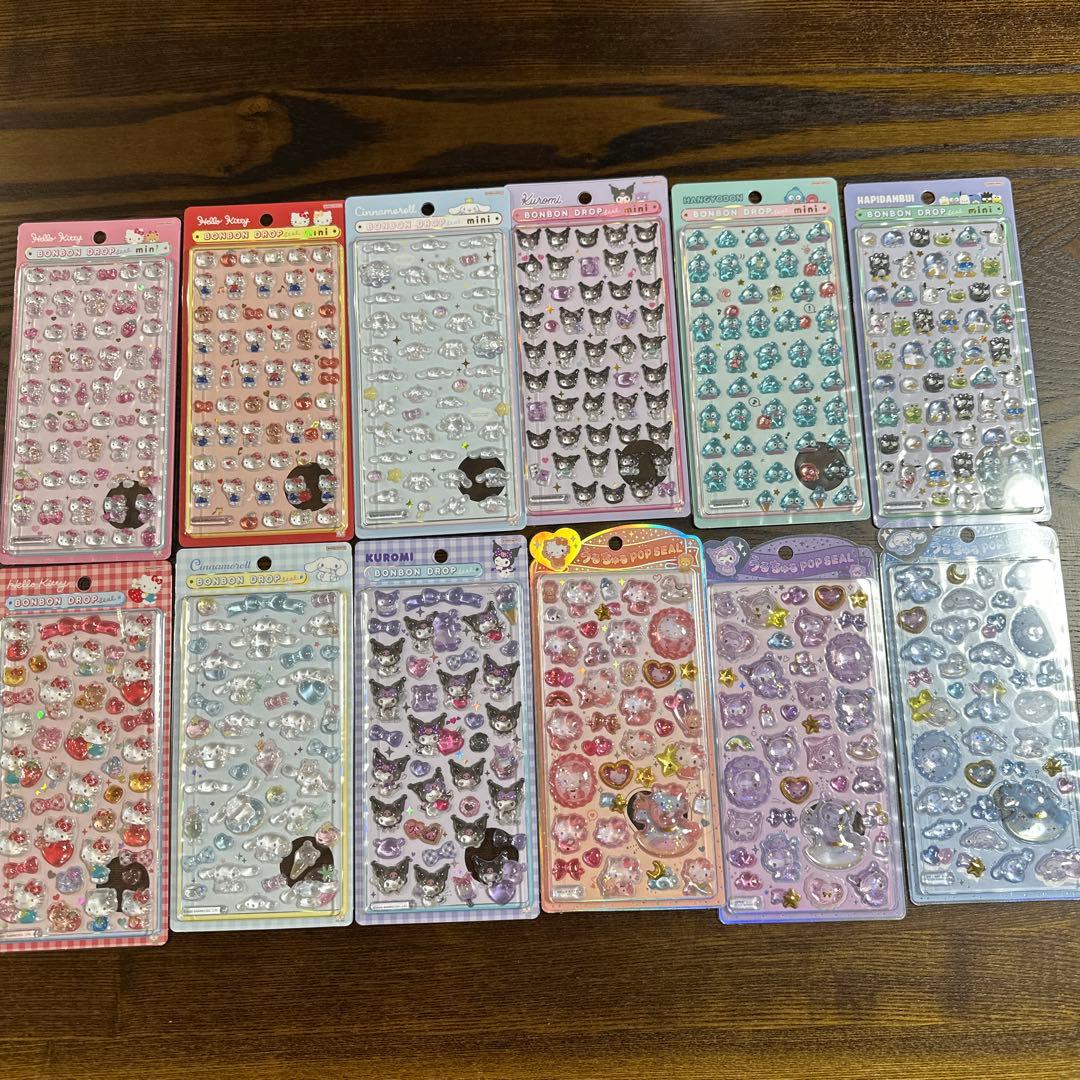 【正規品】サンリオ12枚セット　ボンボンドロップシール　ミニ　うるちゅるシール サンスター文具 ボンボンドロップシール ミニ サンリオ 正規品