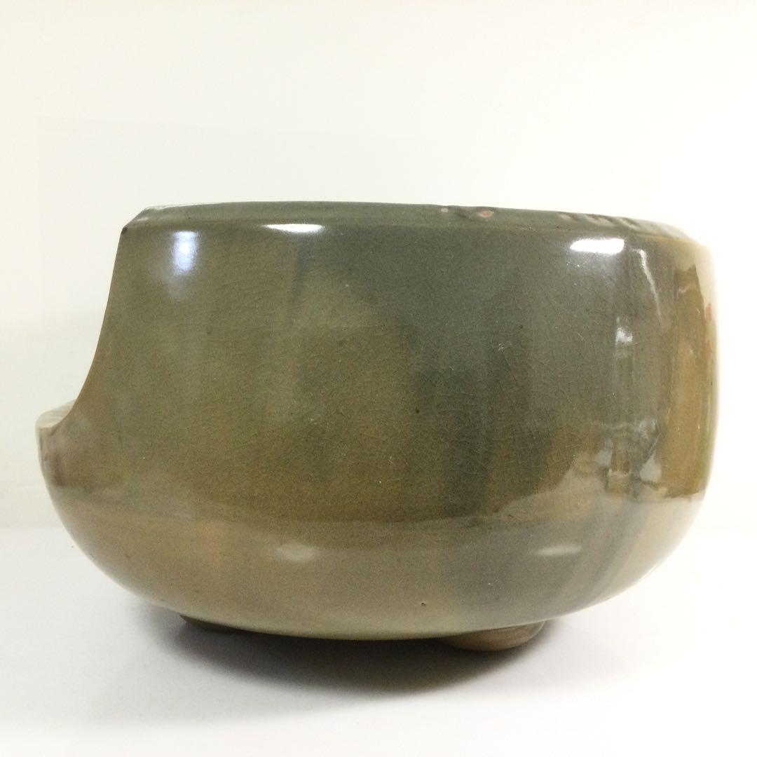 土風炉 火鉢 五徳付 焼物 灰付 茶道具 L285