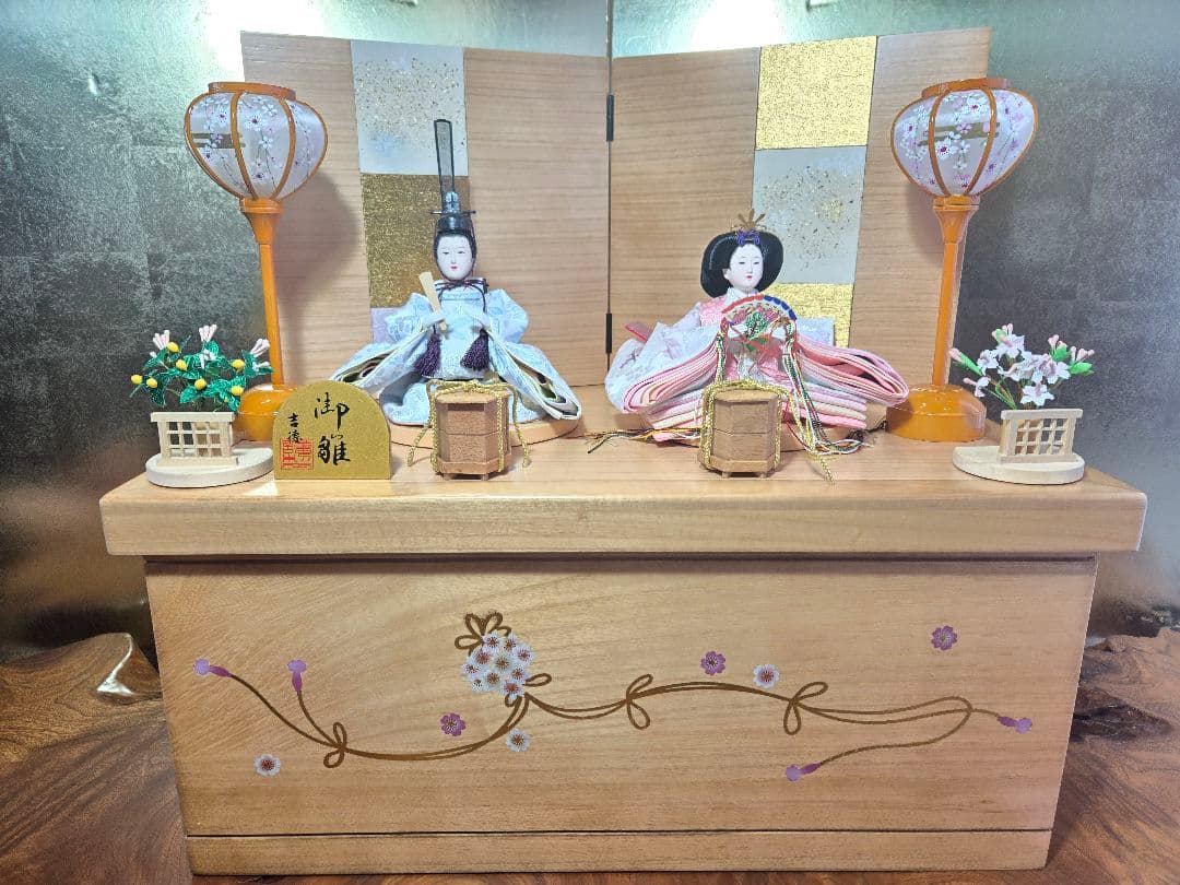 m..m出品【一点限り】雛人形 収納飾り　SH44 沙羅収納飾り 木目白 桃色｜雛人形 お雛様 コンパクトでおしゃれ