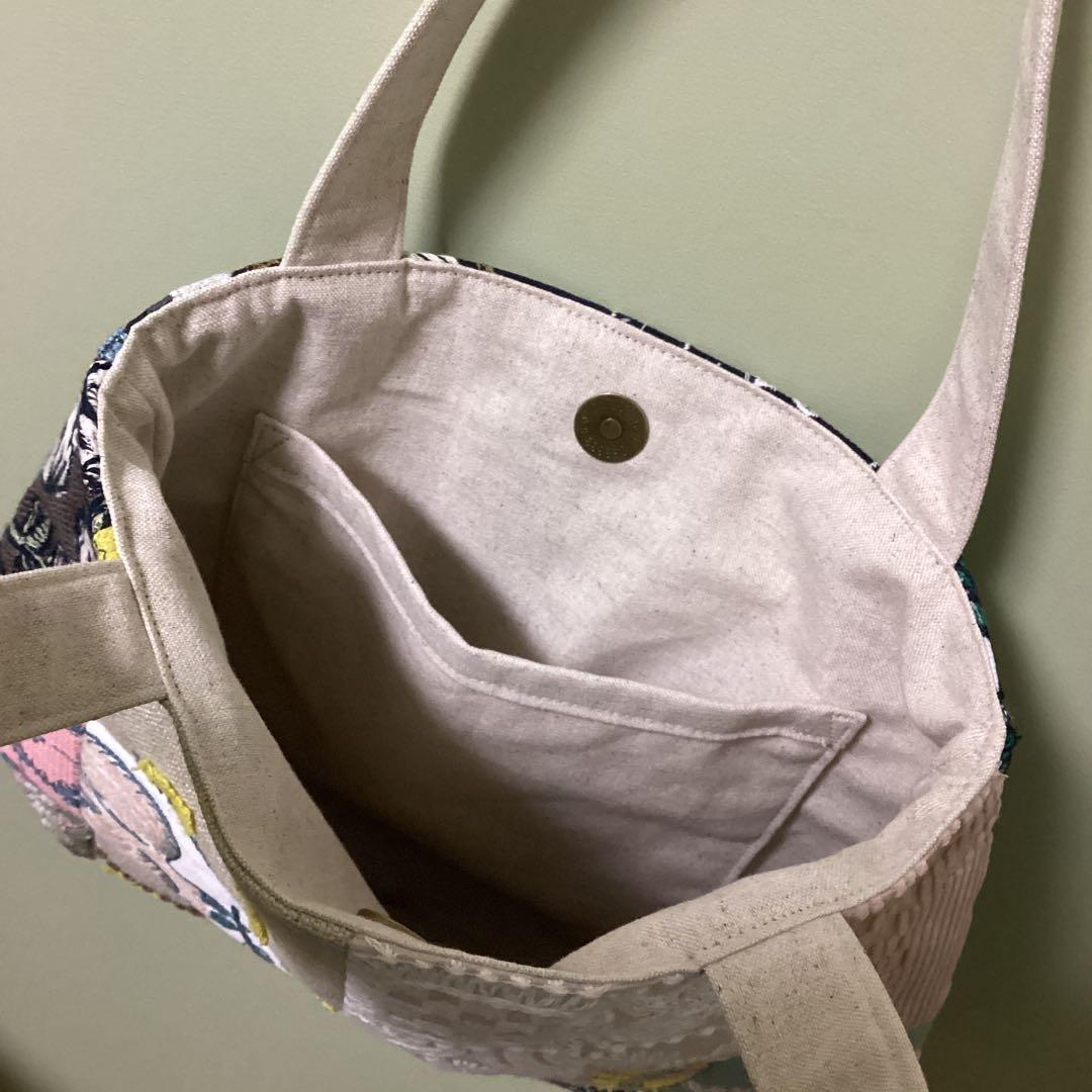 ミナペルホネン パッチワークふっくらまるみのトートバッグハンドメイド
