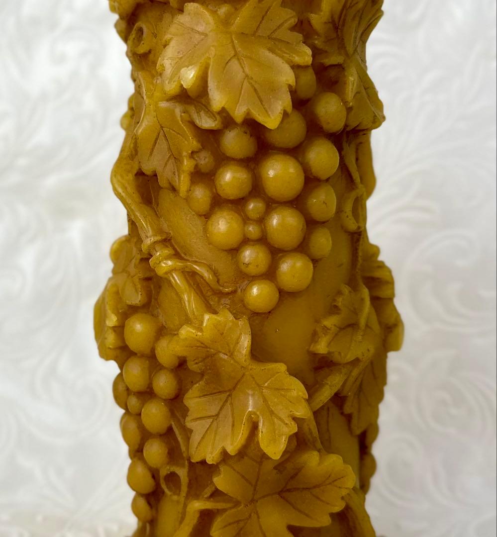 蜜蝋キャンドル ブドウと葉の彫刻 約16cm カメヤマローソク