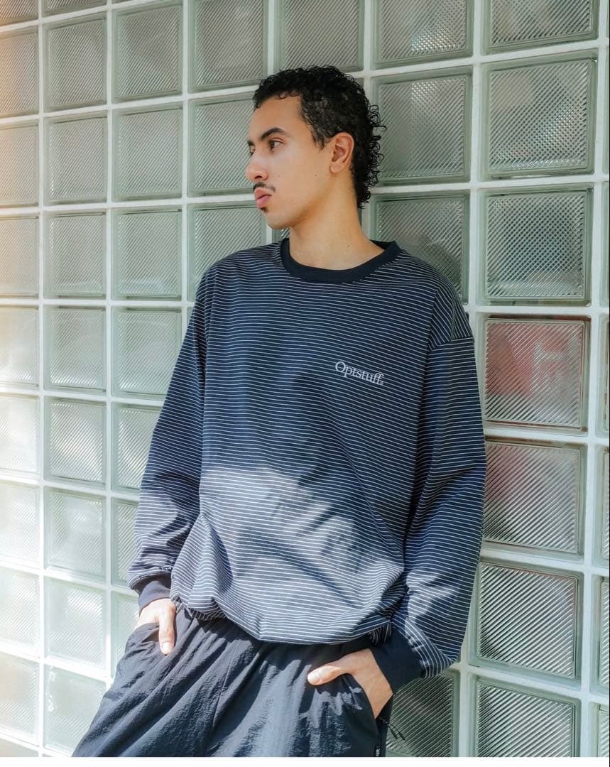新品】OPTSTUFF BORDER LONG SLEEVE/ネイビー XL - メルカリ