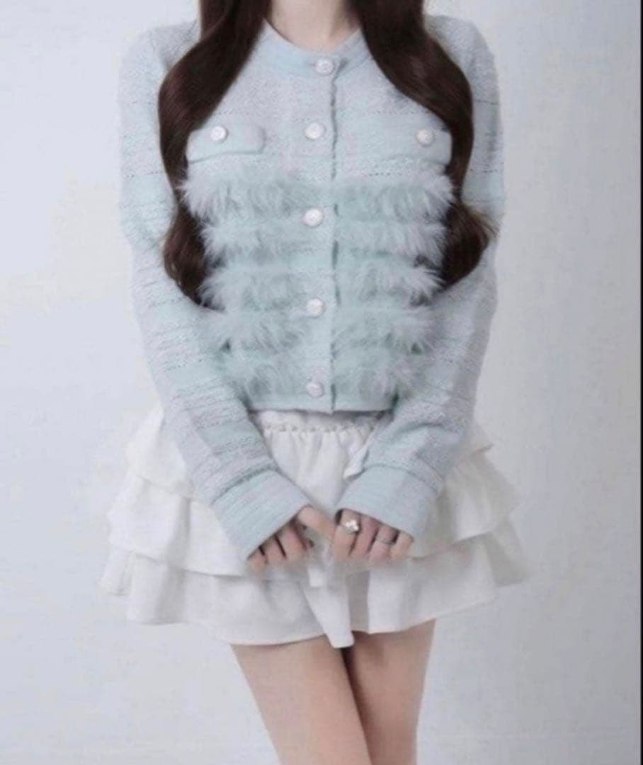 Lumignon ルミニョン ツイード ニット トップス ライトブルー - メルカリ