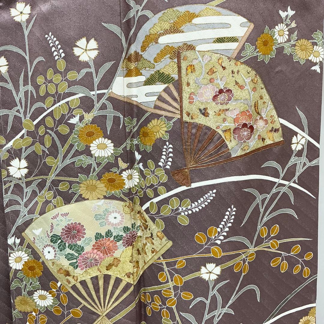 b512 正絹 袷 訪問着 金箔 トールサイズ 未使用しつけ付極美品 着物