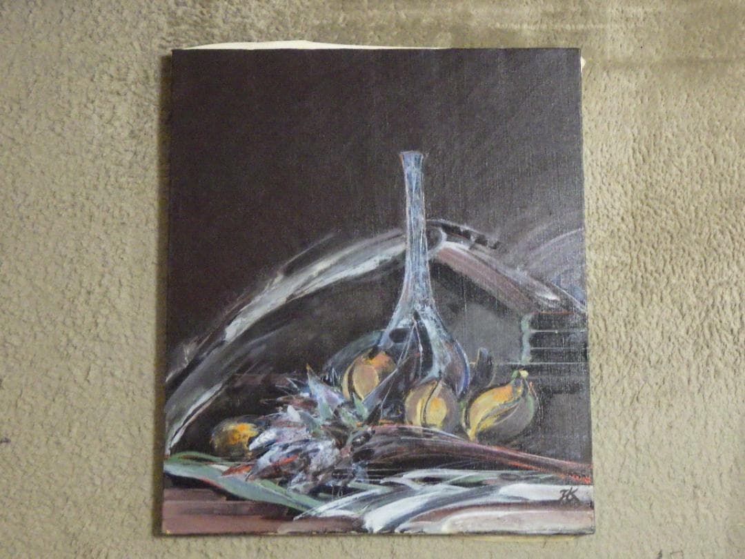 真作 大きい一点物 油彩 肉筆 奥田紘 静物 直筆サイン カード 高島屋 額装