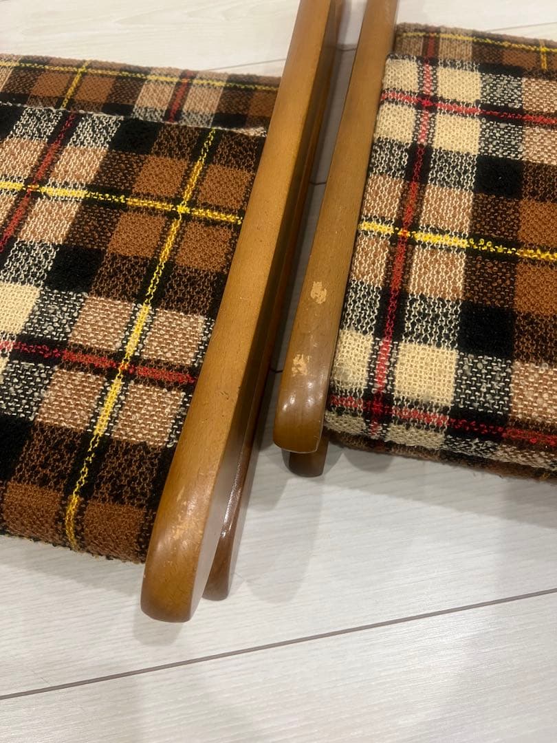 あんスタ 昭和レトロ 座椅子 2脚セット売り チェック柄 傷あり 傷