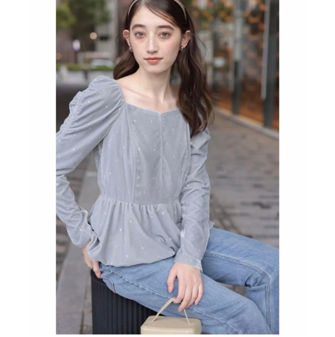 Rirandtureベロア刺繍ペプラムブラウス - メルカリ