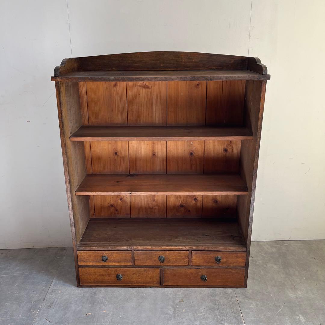 アンティーク オープンラック 飾り棚 本棚 ブックシェルフ レトロ 無垢