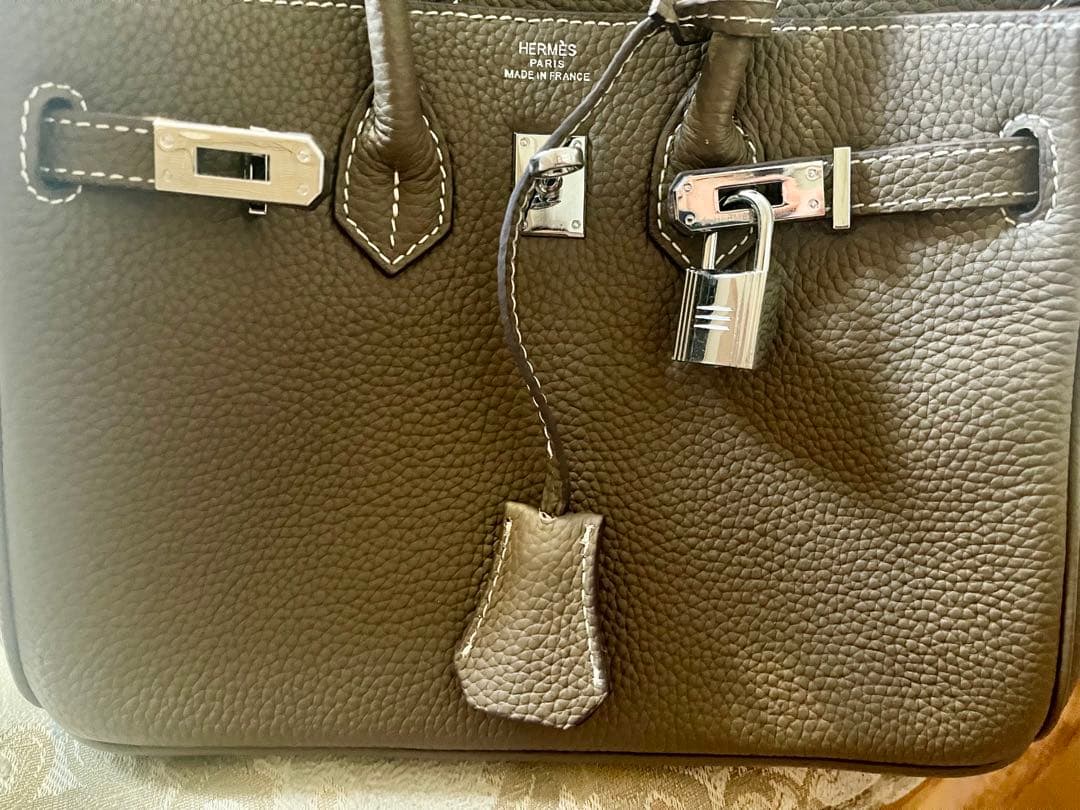 ブラウンレザー ハンドバッグ バーキン25風 本革 - メルカリ