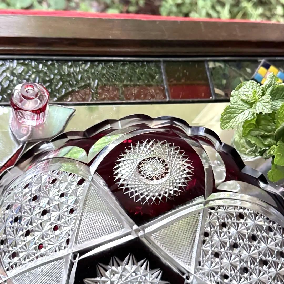 Y様へ感謝お嫁入り‼️涼やか星丸紋切子ボウル1客 錦手牡丹唐草小皿10客