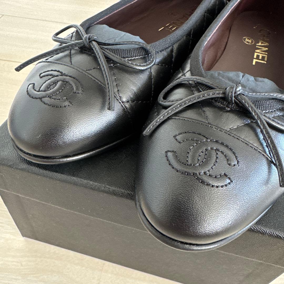 【新品未使用】CHANEL シャネル　ブラック　バレエシューズ　37.5cm