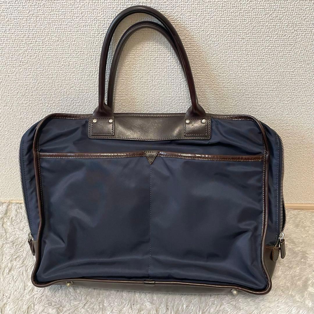 良品 フェリージ ビジネスバッグ1758 ネイビー✕ブラウン - メルカリ