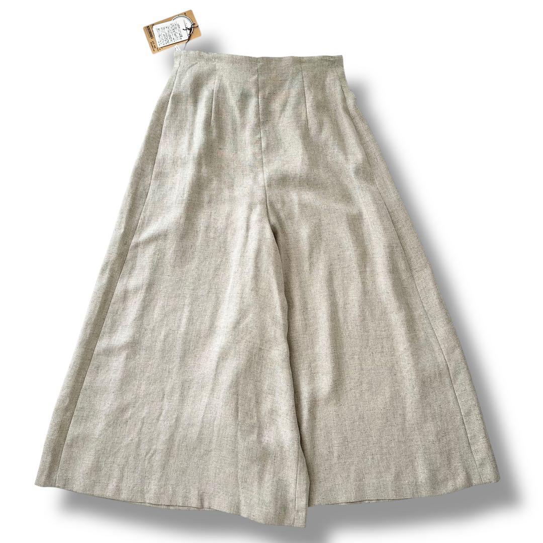 新品 ビアズリー 麻調合繊 前後パンツ 2way ガウチョ ベージュ