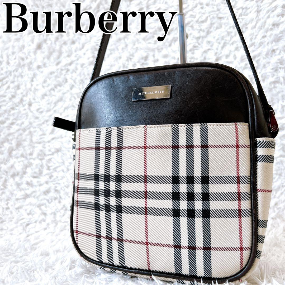 美品✨Burberry ノバチェック ショルダー斜め掛け レザー ブラウン