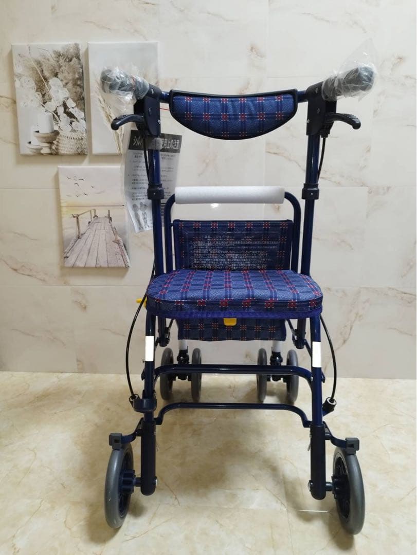 フォルテ 二筋格子ブルー シルバーカート 歩行補助 ショッピング 島