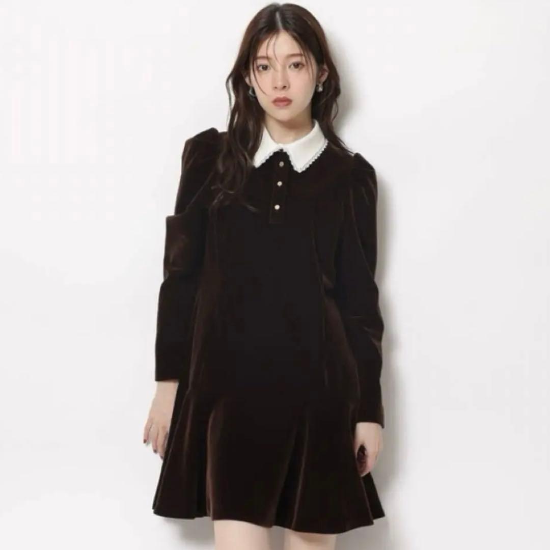 rirandture ベルベットカラーミニワンピース - メルカリ