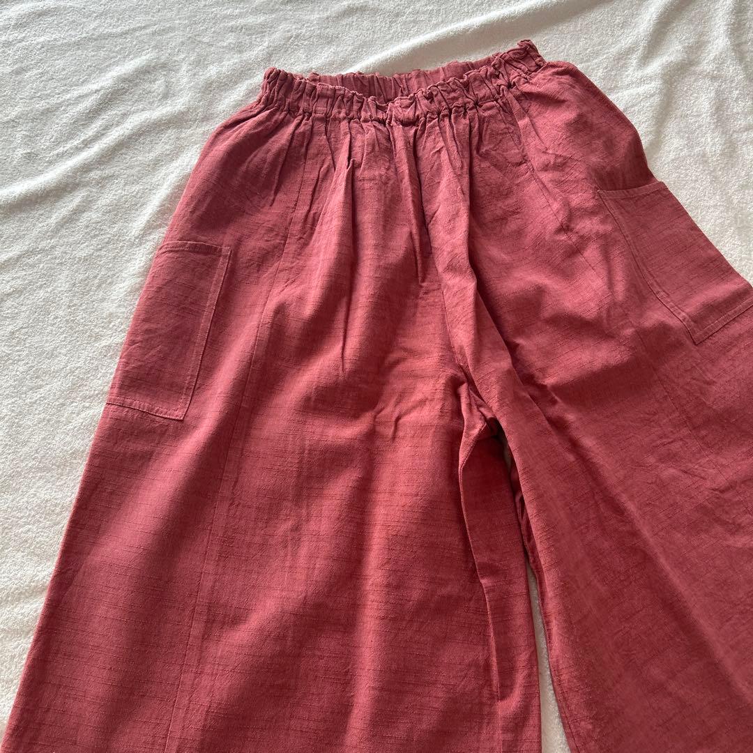 ヤンマ産業 会津木綿 ガウチョ ワイドパンツ キュロット ピンク