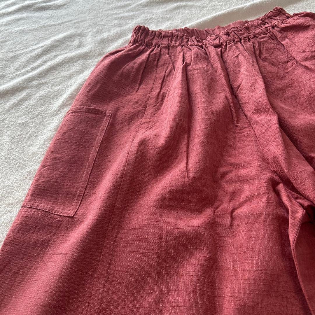 ヤンマ産業 会津木綿 ガウチョ ワイドパンツ キュロット ピンク