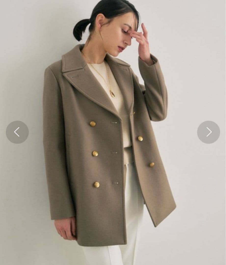 美品✨21AW ANAYI スーパー140リバーメルトンPコート M 金ボタン