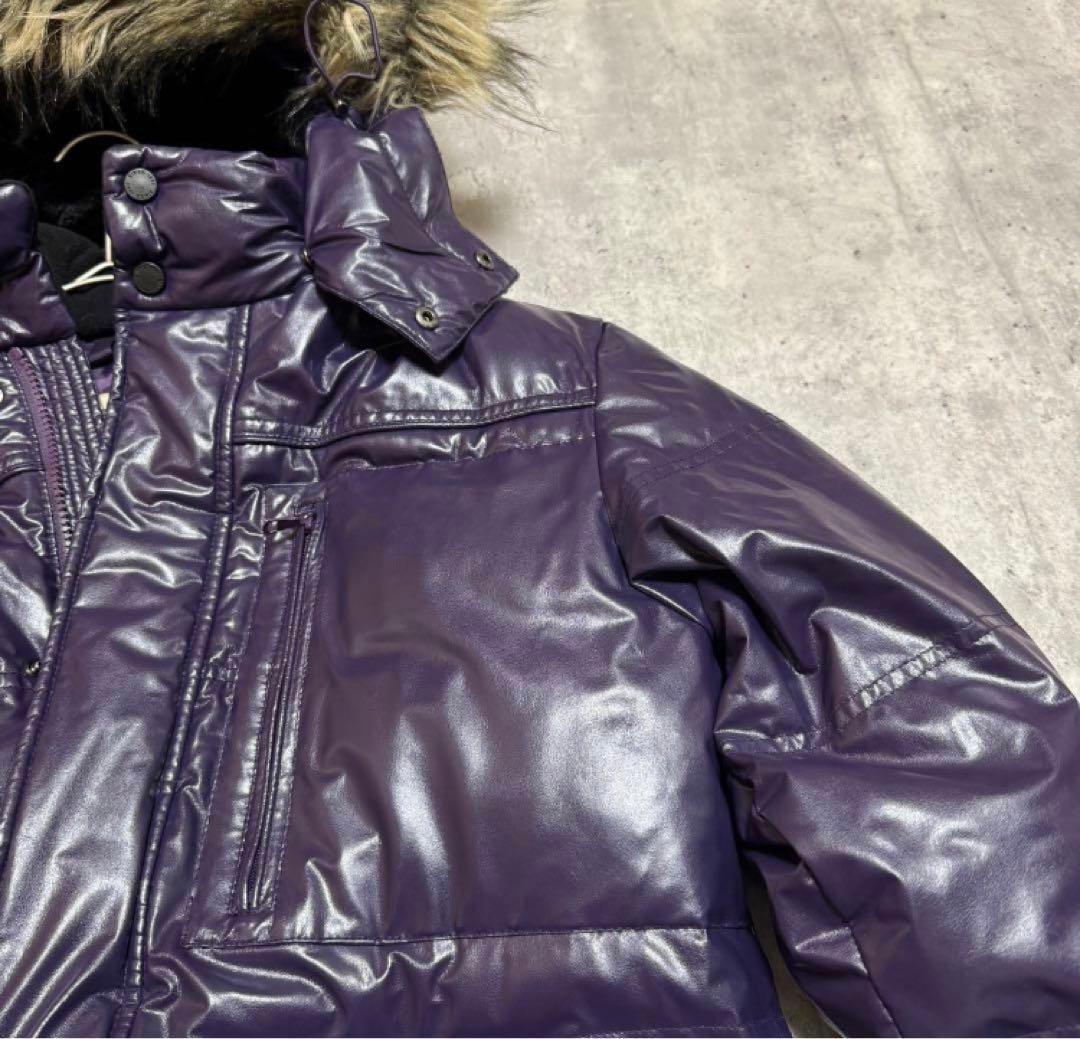 OLD UNIQLO Y2K 光沢パープル プレミアムダウンジャケット ファー