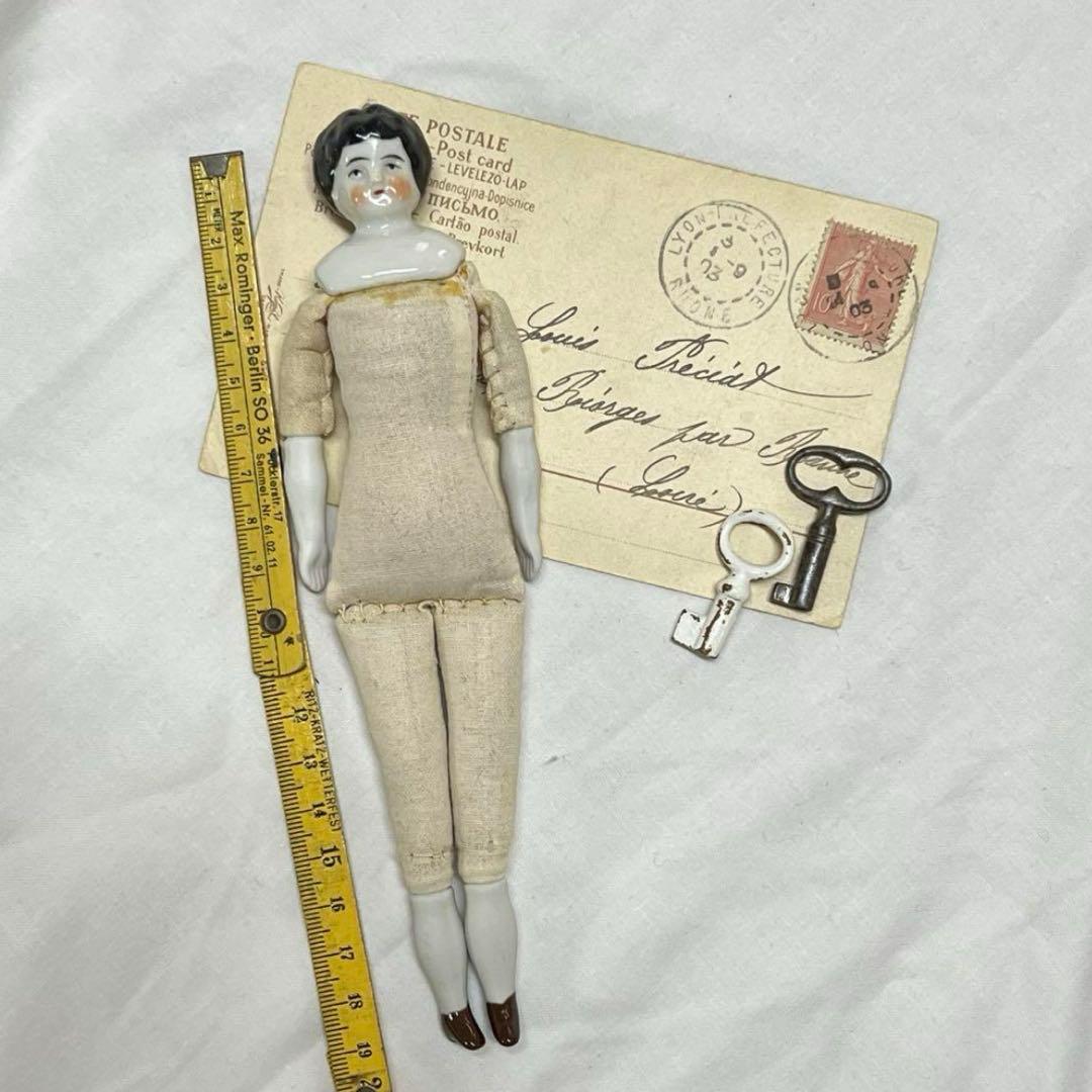 【アンティーク】チャイナヘッドドール　ビスクドール　小さめ　19cm ドイツ製 チャイナヘッドドール ビスクドール 12.5cm アンティーク