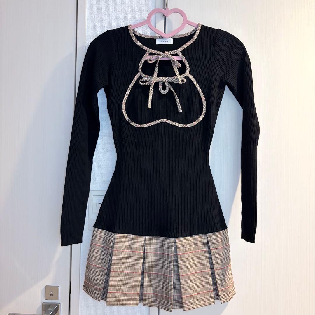 ♡ ダーリッチ Darich ♡ ポイントチェックニットミニワンピース ポイントチェックニットミニワンピース – Darich (ダーリッチ)