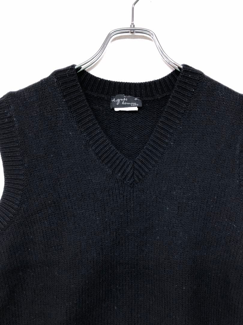 agnès b. HOMME フランス製 古着 Vネック ニットベスト - メルカリ
