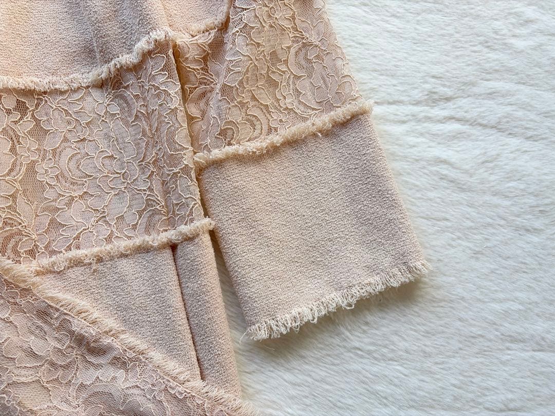 エドワードアシュールEDWARD ACHOUR レース 装飾 ロングカーディガン