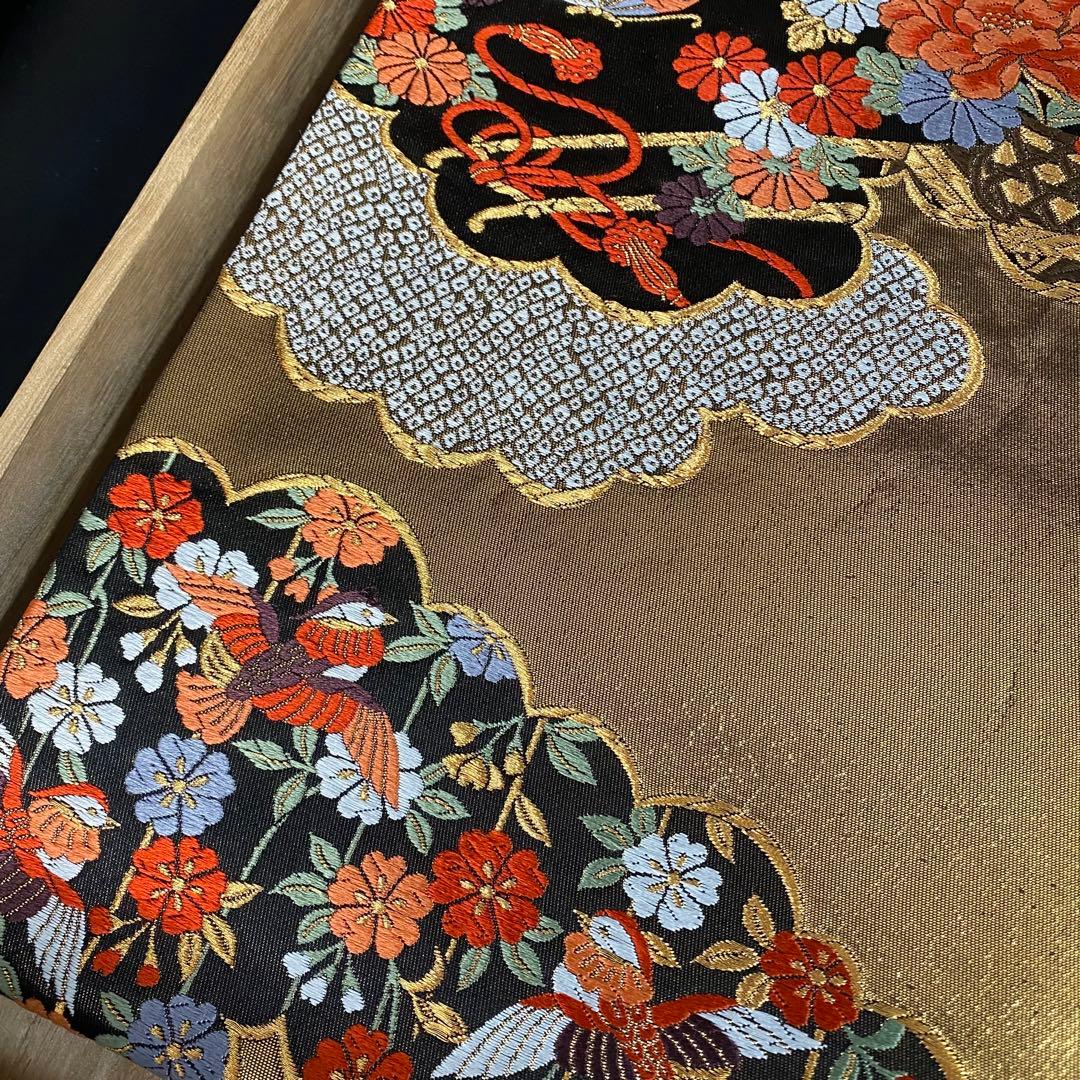 ZY-841 袋帯 雲取り 花車 鴛鴦 蝶 箔 フォーマル 礼装 高級 名品