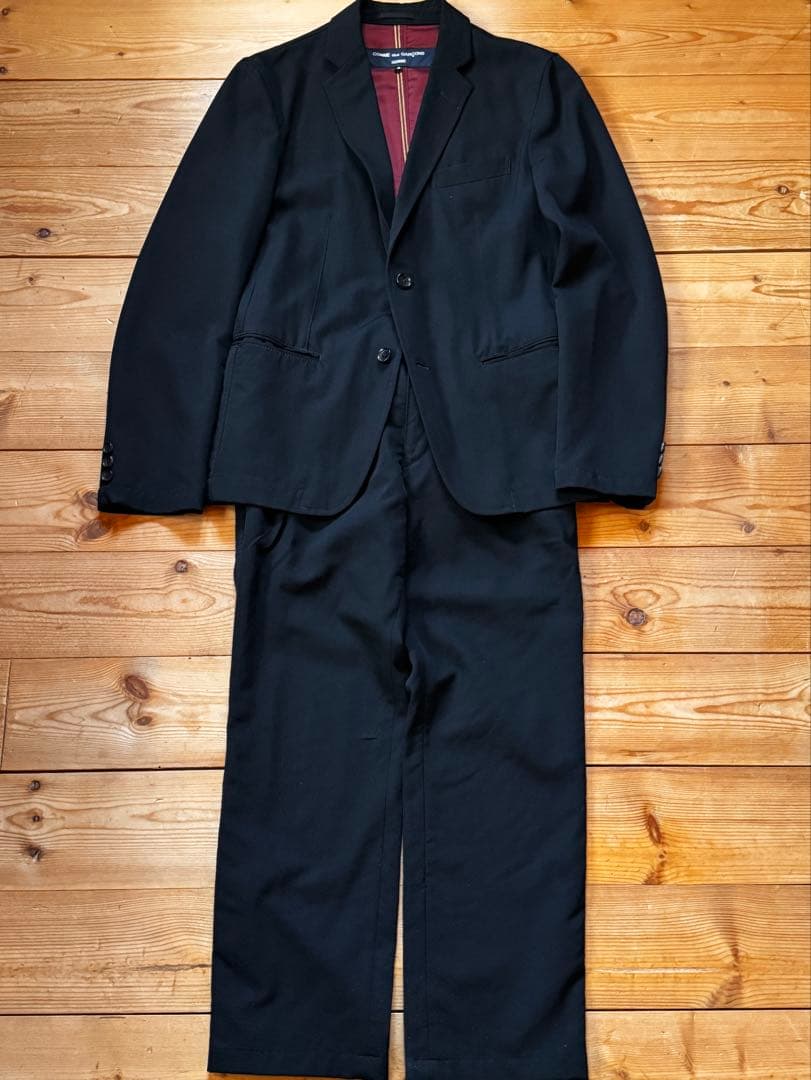 AD2006 コムデギャルソンオム セットアップ 縮絨ウール 裏地ストライプ