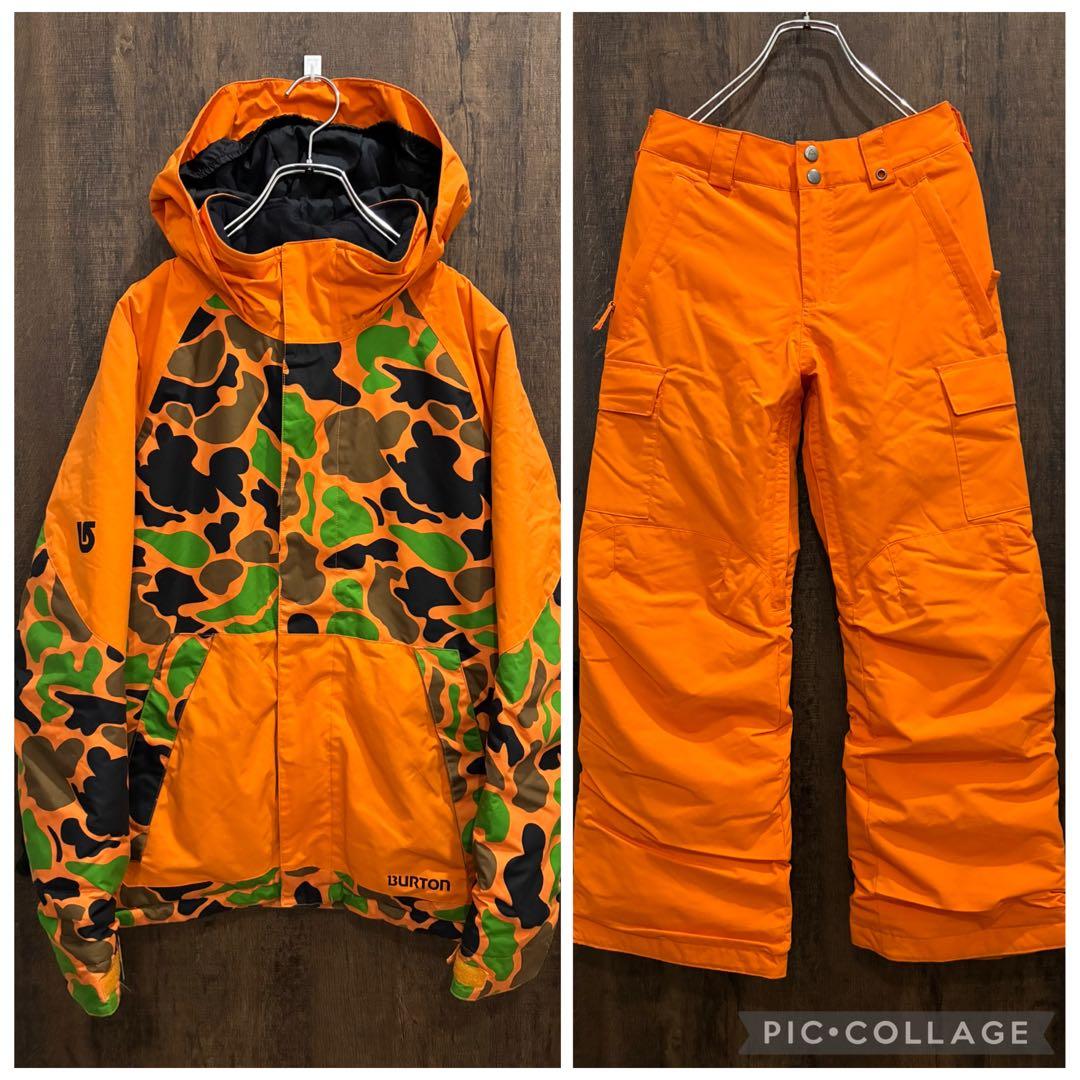 BURTON スキーウェア 上下 キッズ L 150cm オレンジ 迷彩柄 キッズ Burton スキマー ジャケット | ユース アウターウェア | Burton