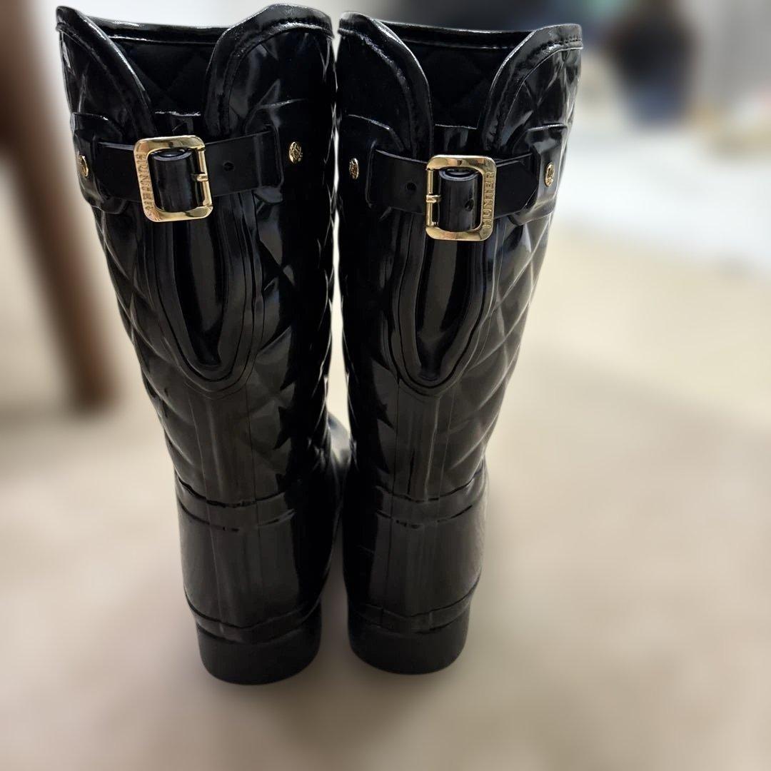 値下げ Hunter 25センチ レインブーツ エナメル キルティング - メルカリ