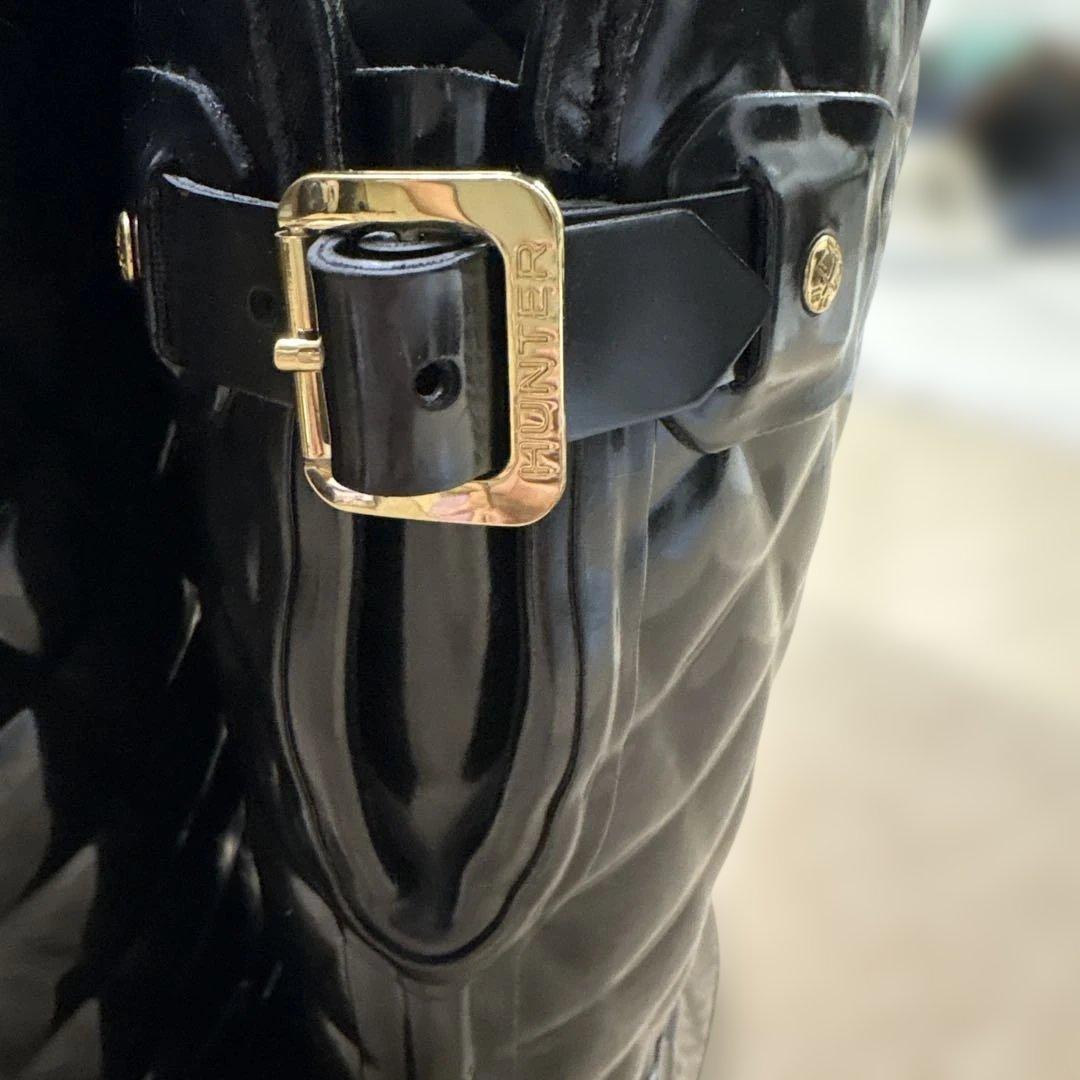 値下げ Hunter 25センチ レインブーツ エナメル キルティング - メルカリ