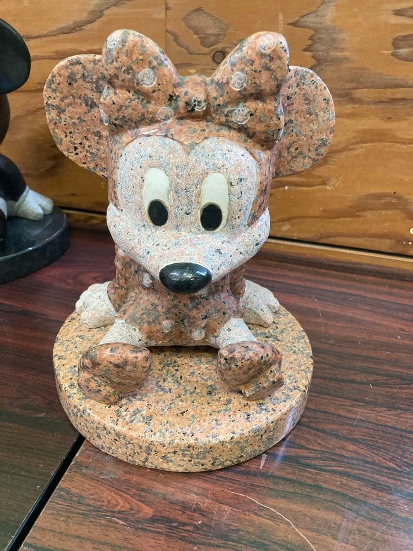石像 ディズニー ミニーマウス 御影石 オブジェ 置物 ミニーちゃん