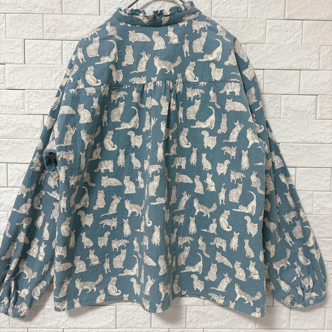 シャワーパーティ×リバティ 長袖シャツ 猫 ネコ MEOW ミャオウ