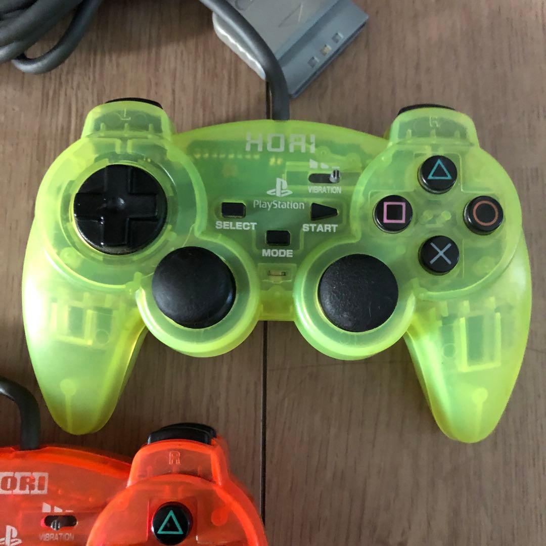 PS2 ホリアナログ振動パッド コントローラー クリアイエロー オレンジ