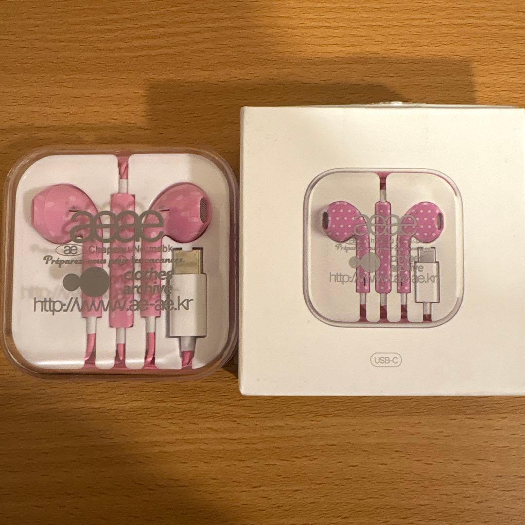 aeae イヤホン ピンク ドット - メルカリ