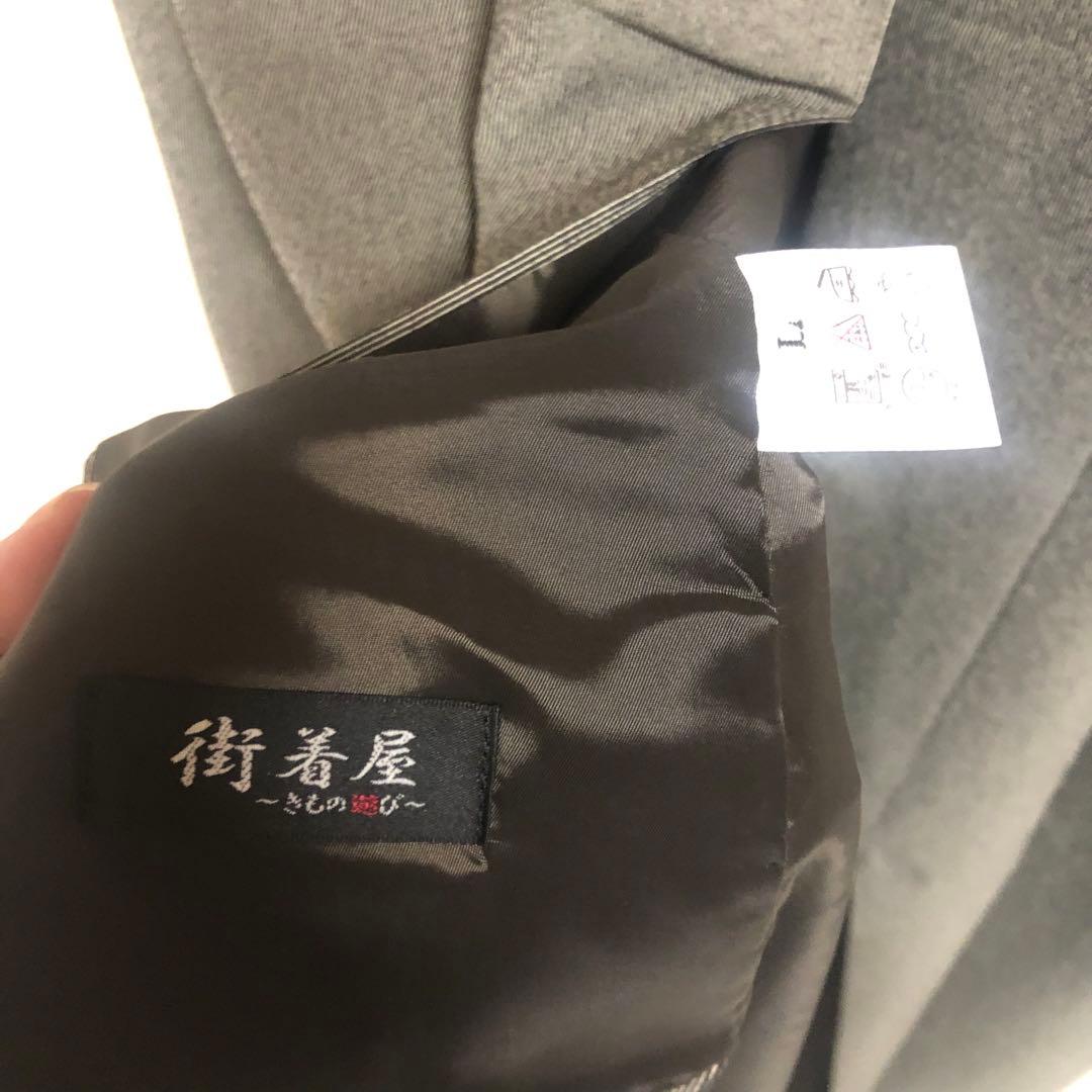 【未使用　トールサイズ】東レ　江戸　万筋　アンサンブル　裄丈70.5 身丈170