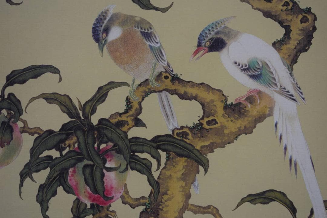 複製/熊代熊斐/桃樹山鵲図/工芸/布袋屋掛軸HF-464 Yahoo!オークション - 【複製】/熊代熊斐/桃樹山鵲図/工芸/布袋屋掛軸H