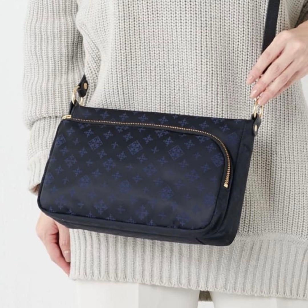 美品】russet ラシット ショルダーバッグ 2way モノグラム ネイビー