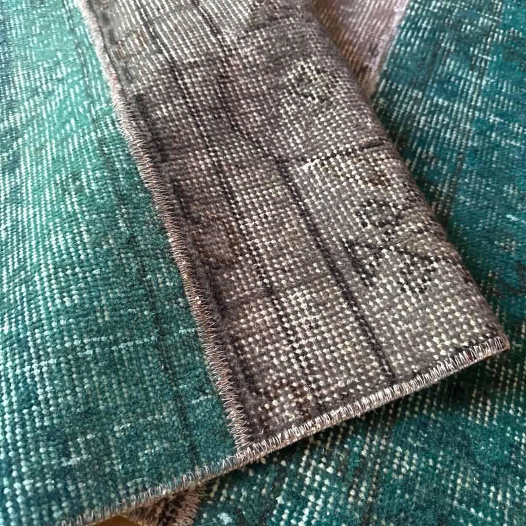 67.5×119パッチワーク ブルーグリーン×グレイ トルコヴィンテージラグ