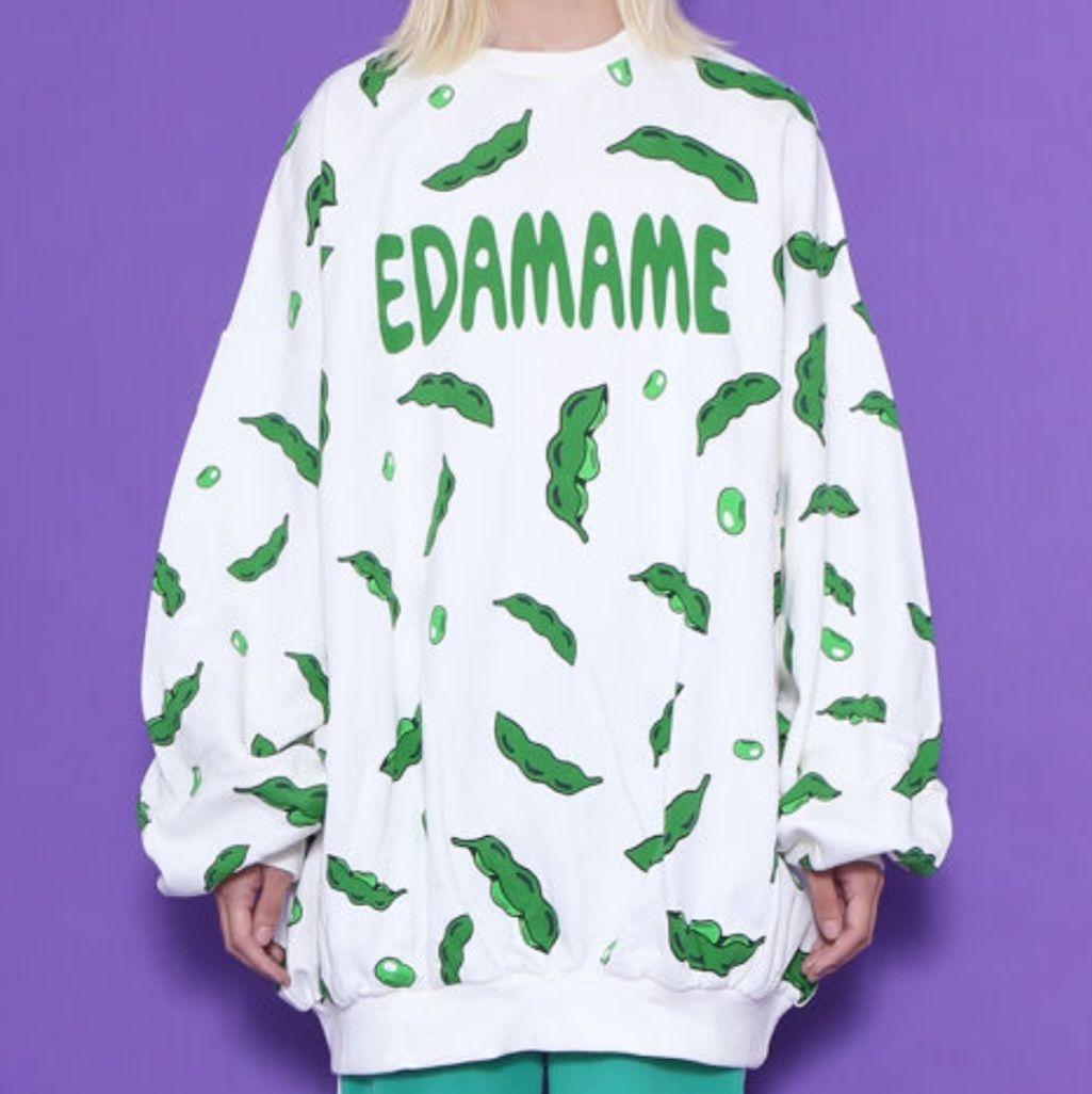 新品 プニュズ 枝豆 スウェット PUNYUS スエット 総柄 トレーナー