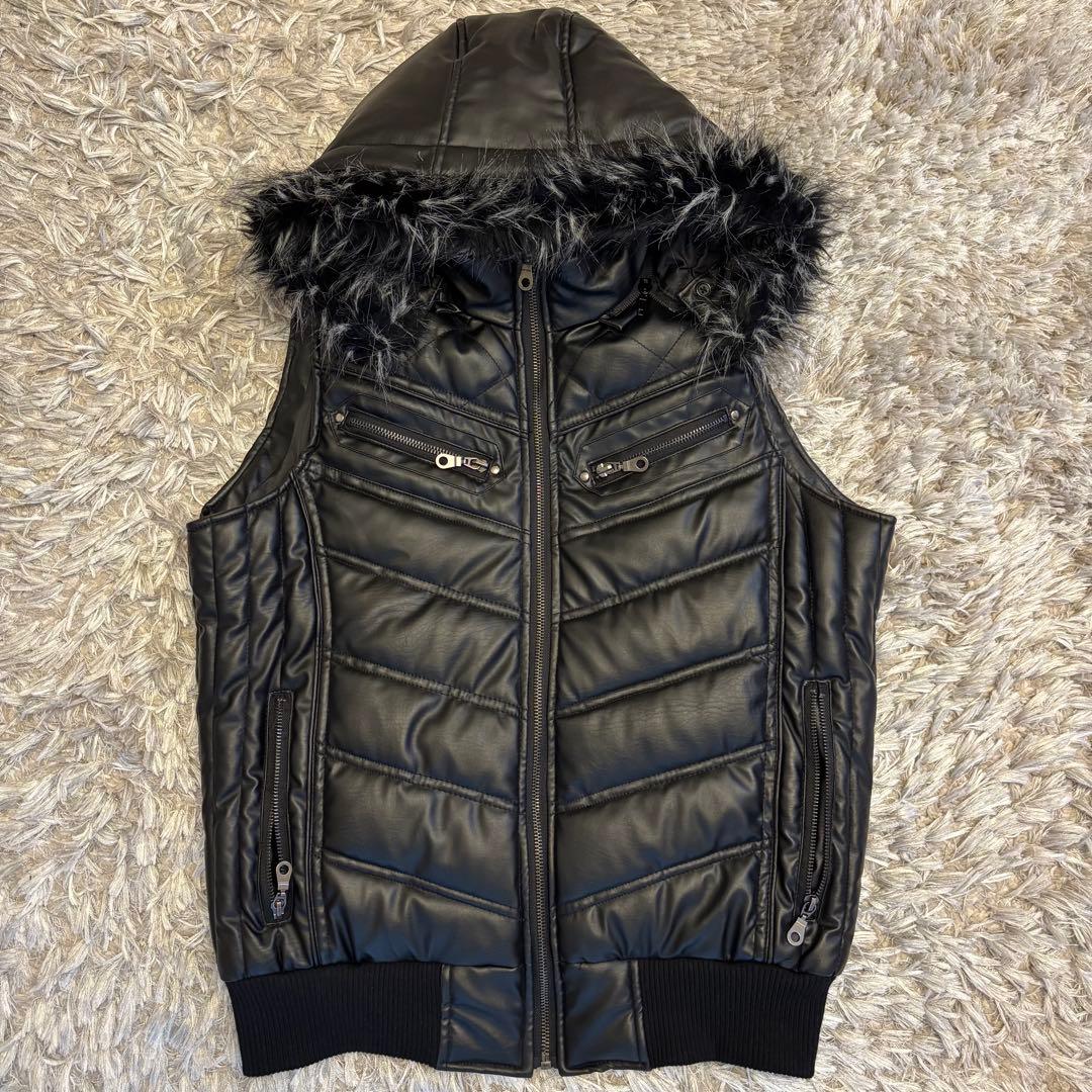 y2k 光沢お兄系 Archive ファーダウンベスト平成 ギャル男 2way - メルカリ