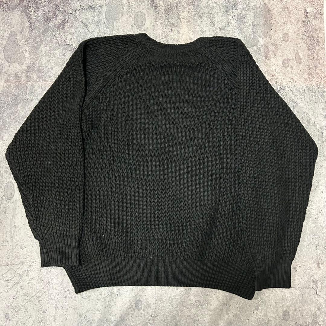 80s USA製 L.L.Bean コットン ニット 黒　畦編み　ヴィンテージ