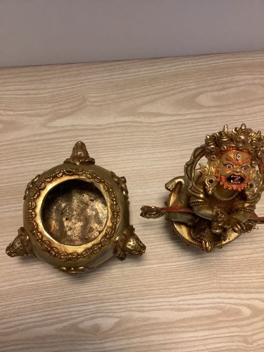 格安《 SALE 新品 》 香炉　バイラヴァ　憤怒神　守護神　金メッキ　鍍金