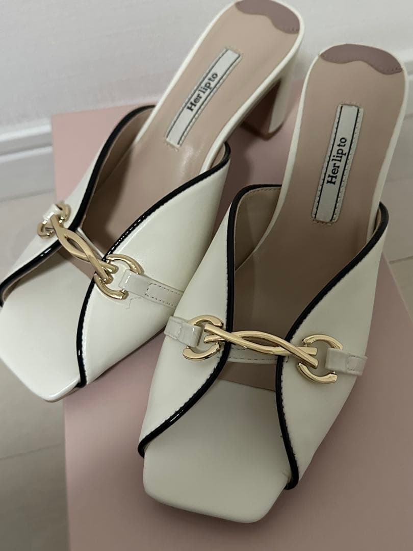 靴 Herlipto Bit Square-Toe Mules 37 vanilla