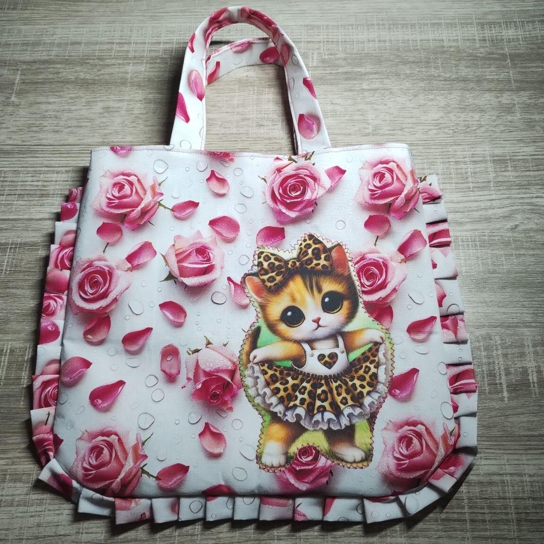 コヤンイサムチョンふっくらト–トバッグ 輸入立体薔薇柄フリル付き