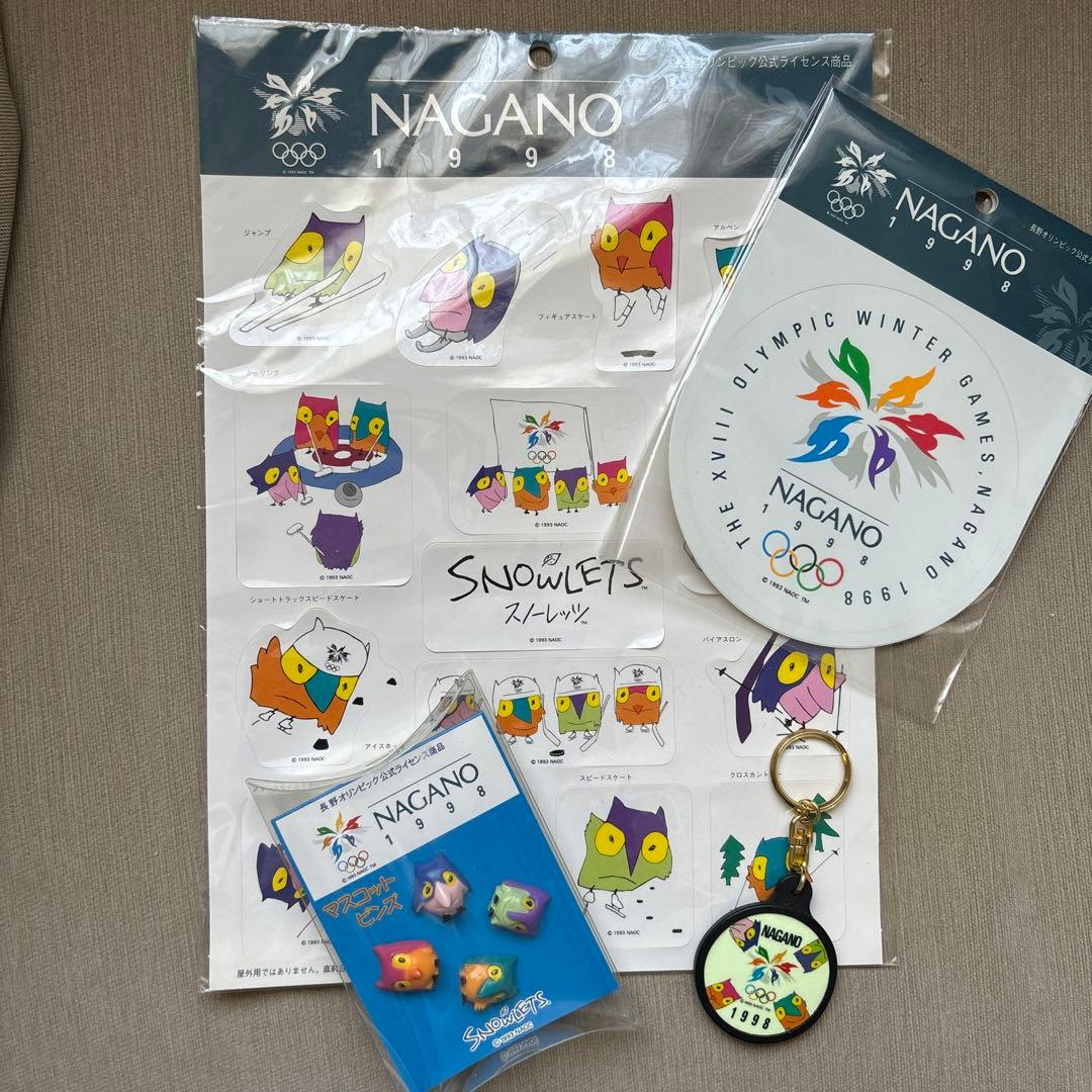 長野オリンピック グッズ 4点☆ステッカー マスコットピンズ